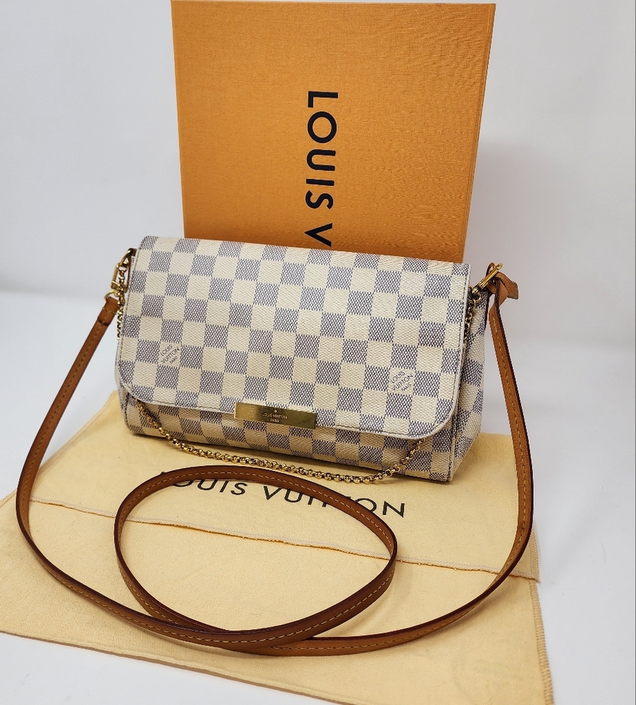 Authentic Louis Vuitton Favorite MM Damier Azur Crossbody Bag